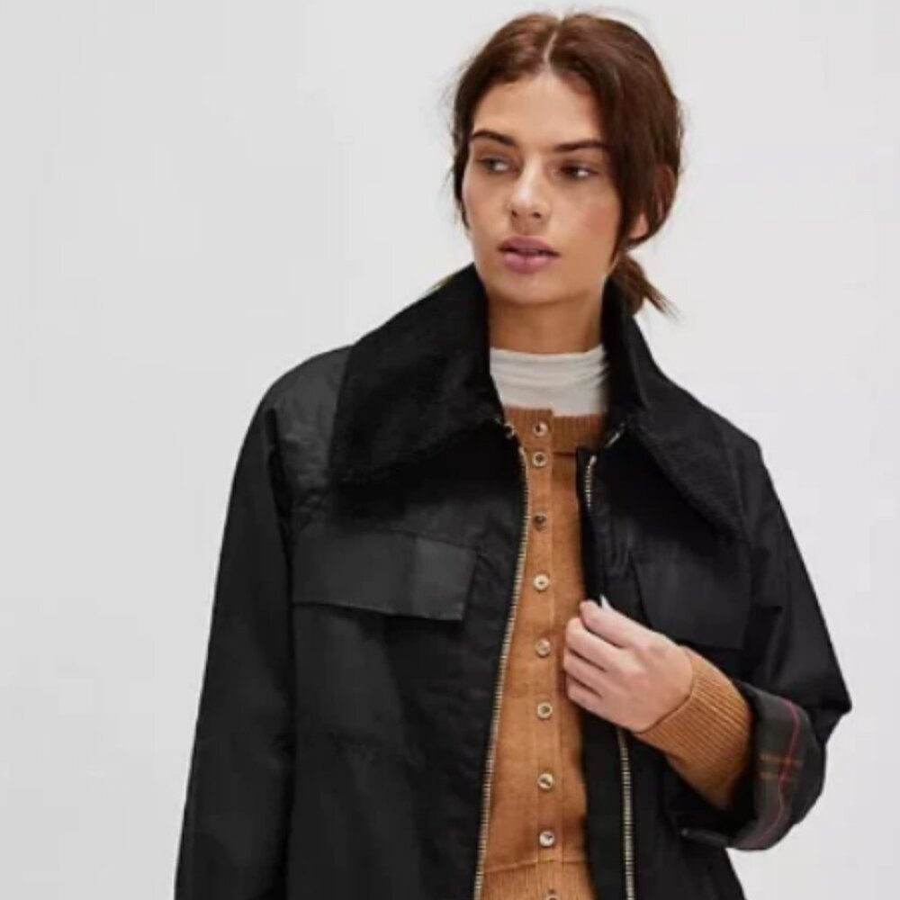 BARBOUR BEAULY Waxed Jacket MSRP$585 in Black/ Classic British Elegance